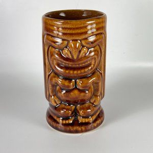 Tiki LeilanI Double Sided Cup Mug Brown Glazed Ceramic Tumbler Barware Souvenir